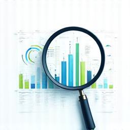 Market research magnifying glass over chart